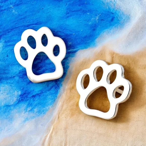 🆕️18K Gold Plated Paw Print Stud Earrings Stainless Steel Hypoallergenic 🐾 - Picture 11 of 12
